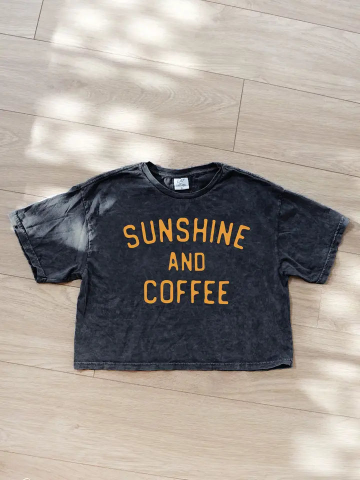 Sunshine and Coffee Cropped Tee - Mineral Black
