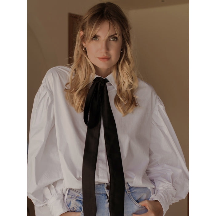 Merci Balloon Sleeve Oversized Shirt - White