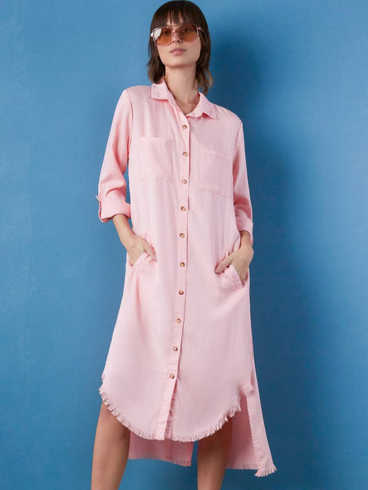 Chill Out Denim Shirtdress - Crystal Rose