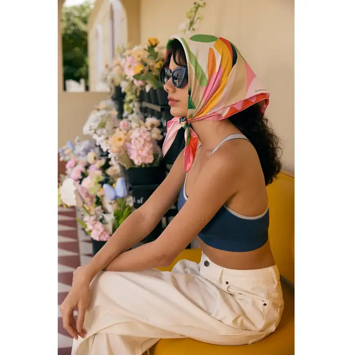 Double Sided Silk Scarf - Spring Garden Harmony