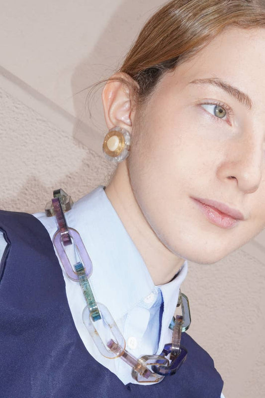 Supernova Chunky Chain Collar Necklace - Translucent Blue