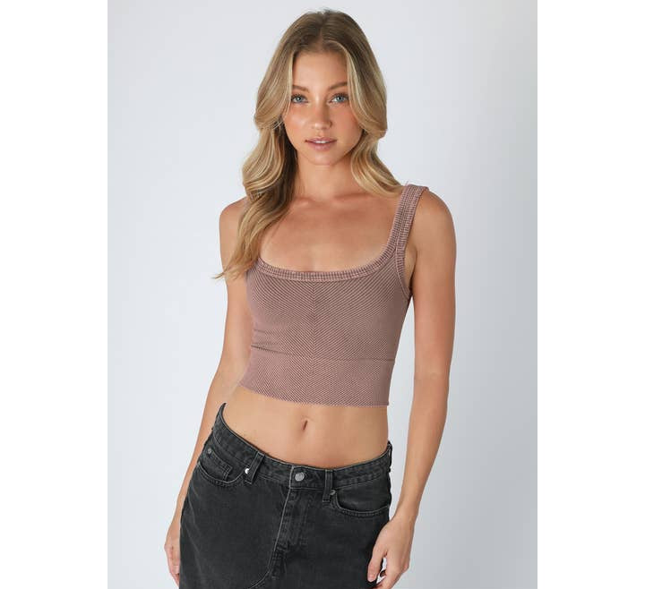 Chevron Crop Top - Vintage Mocha