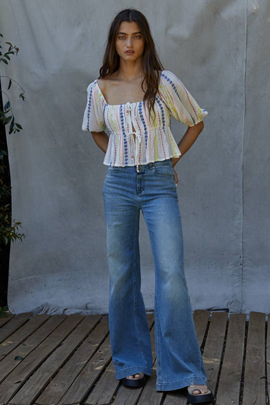 Mojave Valley Tie Top - White Multi