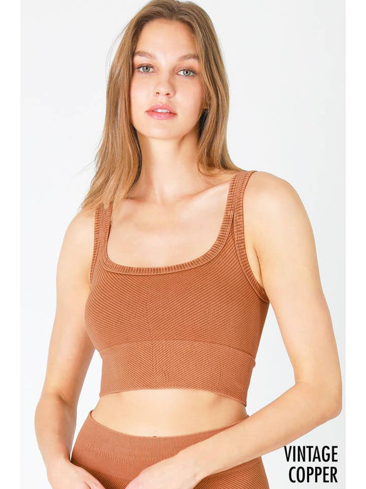 Chevron Crop Top - Vintage Copper