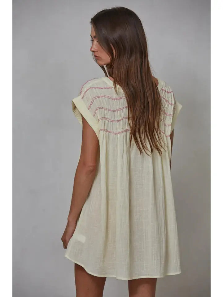 Round Neck Sleeveless Tunic - Cream
