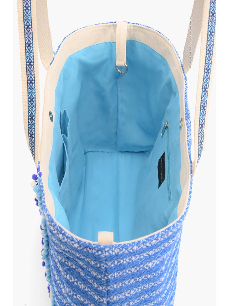 Silver Lake Blue Embellished Tote