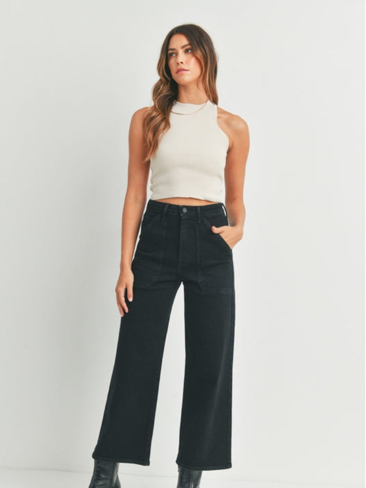 Wide Leg Cargo Pocket - Black