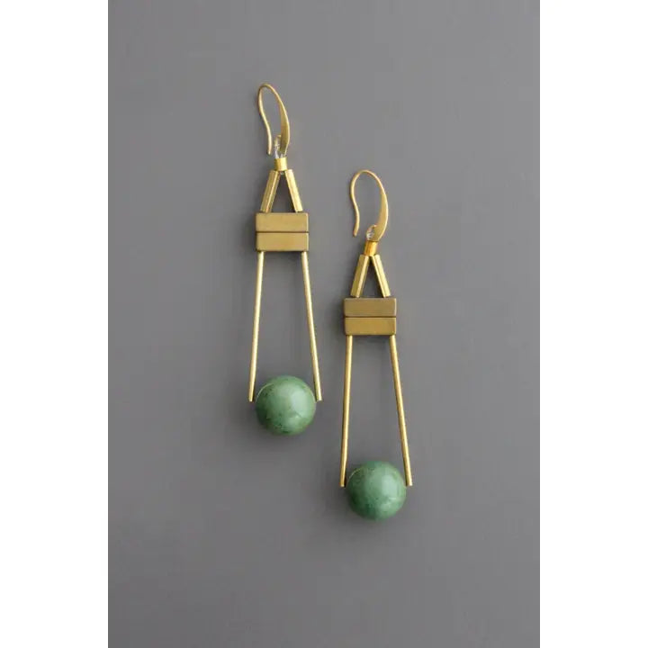 Hematite & Turquoise Drop Earrings