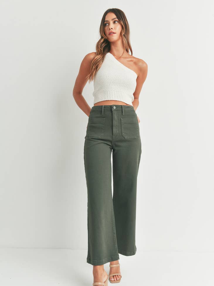 Patch Pocket Wide Leg - Dark Olive