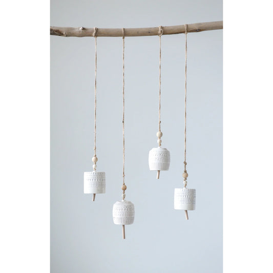 Square Stoneware Bell - White