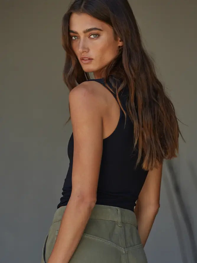 Double Layered Seamless Top - Black