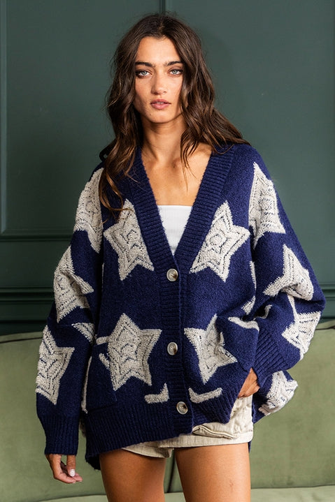 Star Cardigan - Navy