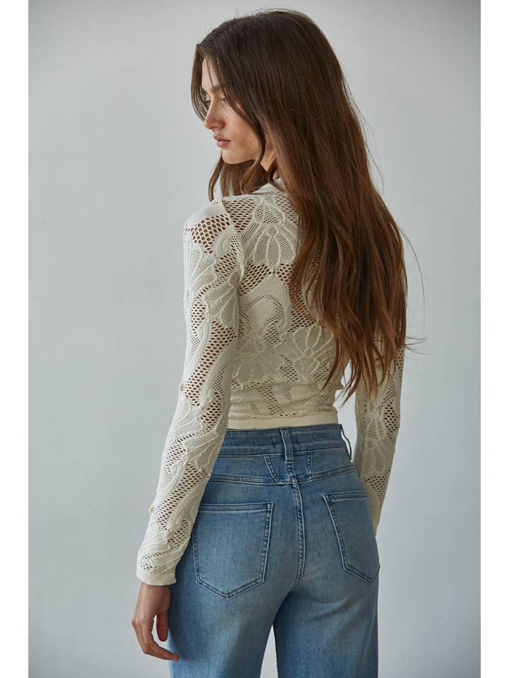 Seamless Jacquard Top - Cream