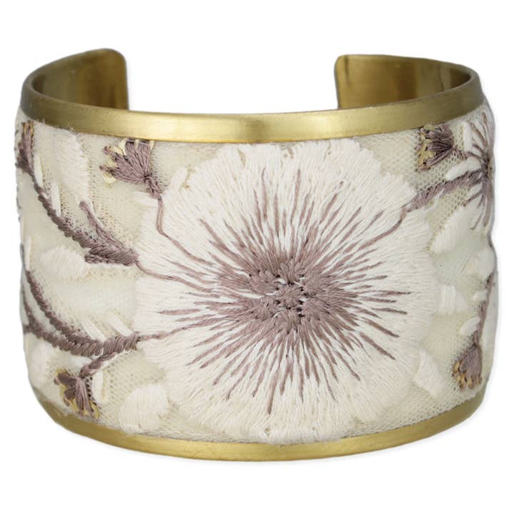 Embroidered Cuff - Cream Floral