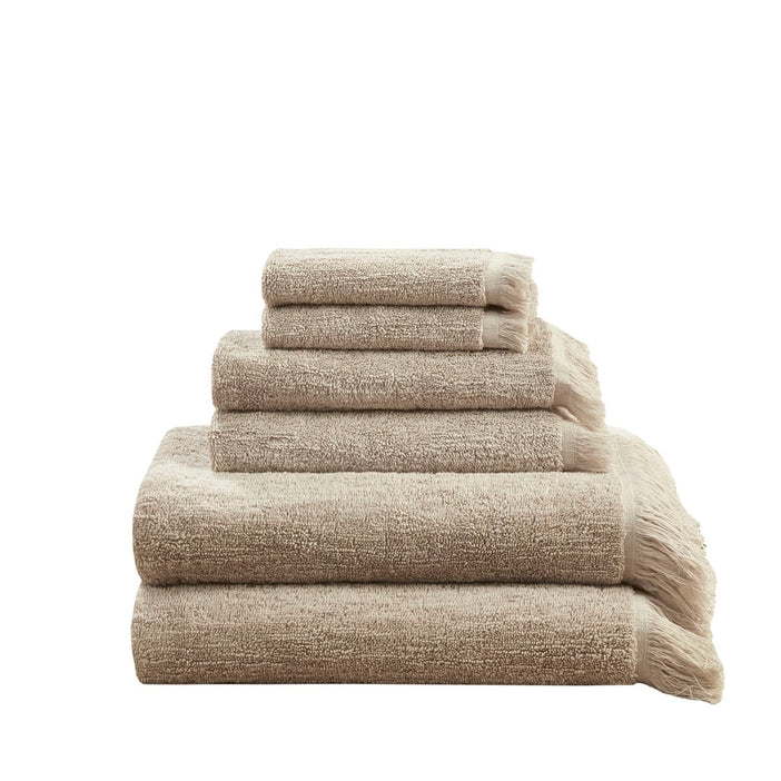 Terry Cotton Fringed 6-Piece Towel Set - Taupe