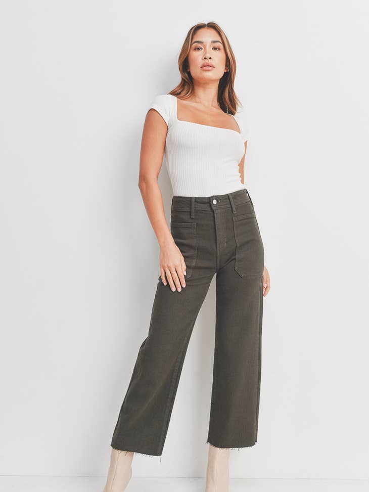 High Rise Utility Wide Leg - Forrest Green