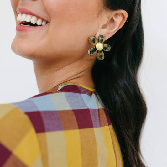 Tortoise Flower Earrings