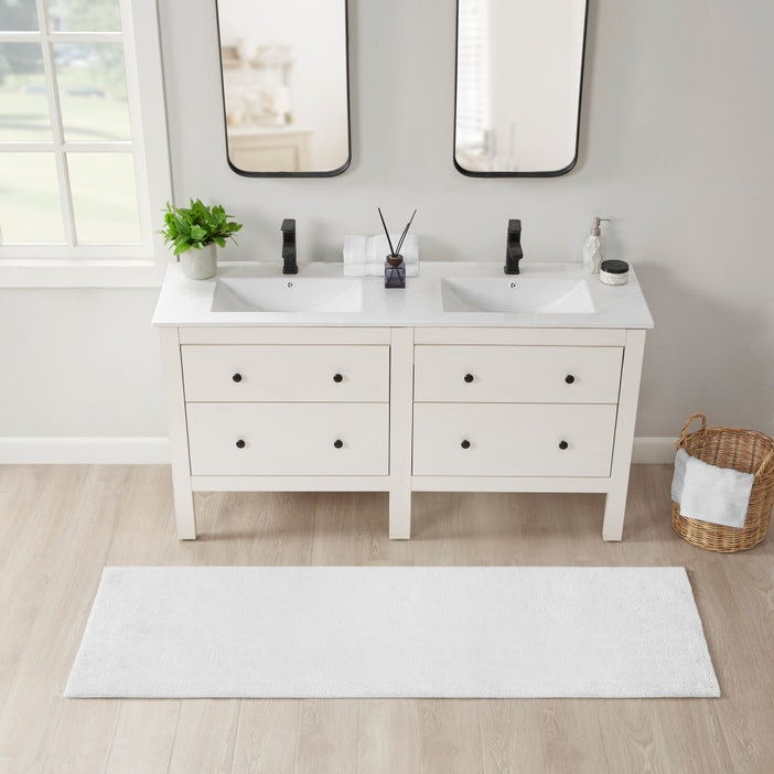 Luxury Feather Touch Reversible Bath Rug - White