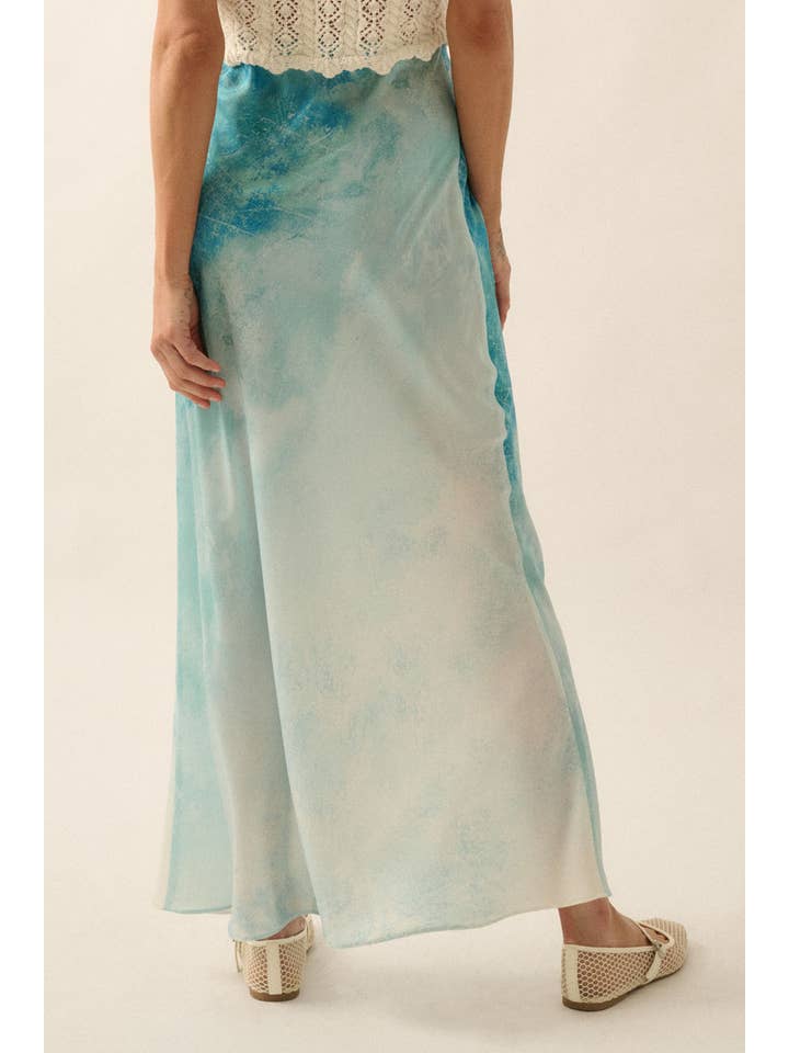 Tie Dye Maxi Skirt - Blue