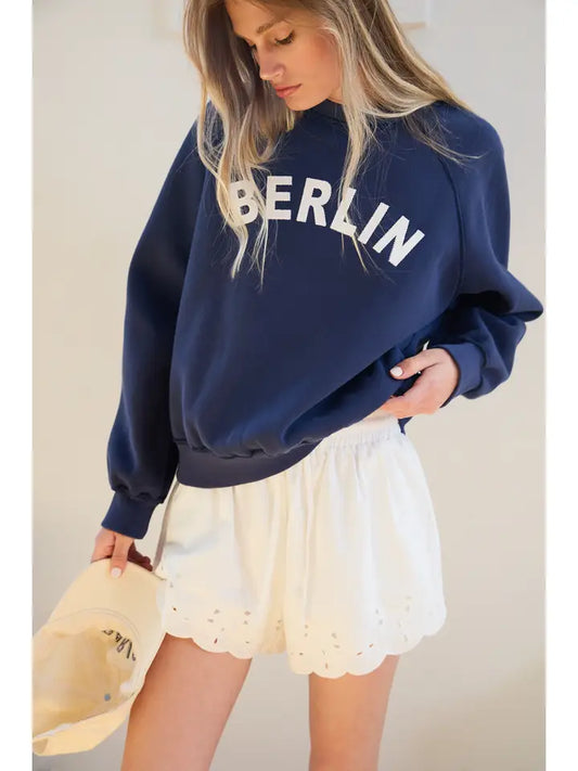 City Embroidered Fleece Sweatshirt - Navy Berlin