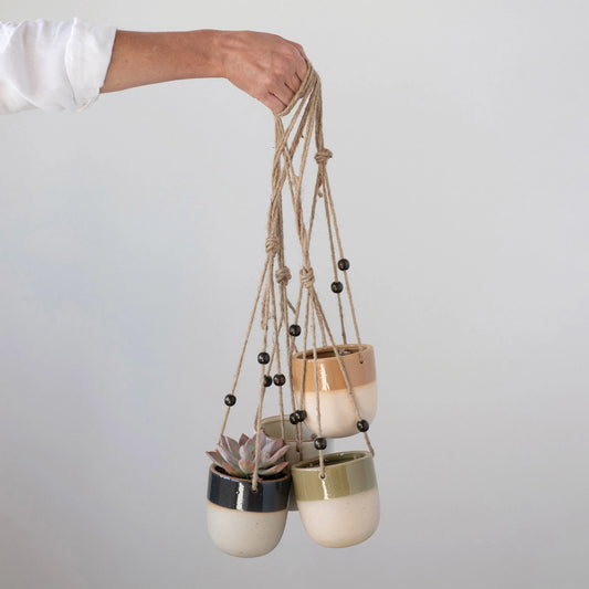 Matte Hanging Planter With Beads