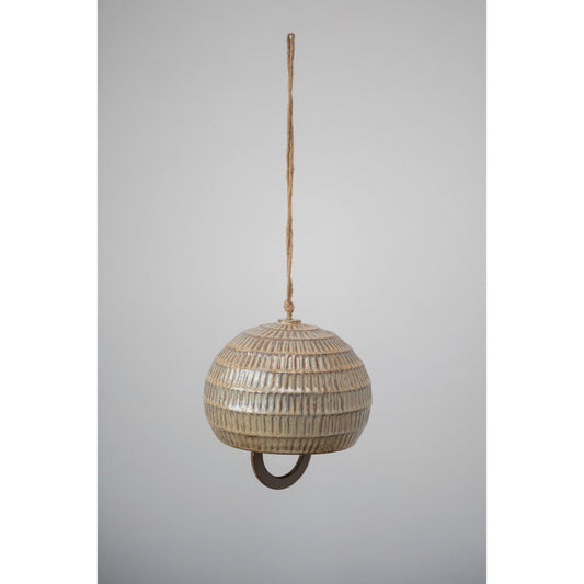 Large Debossed Stoneware Bell