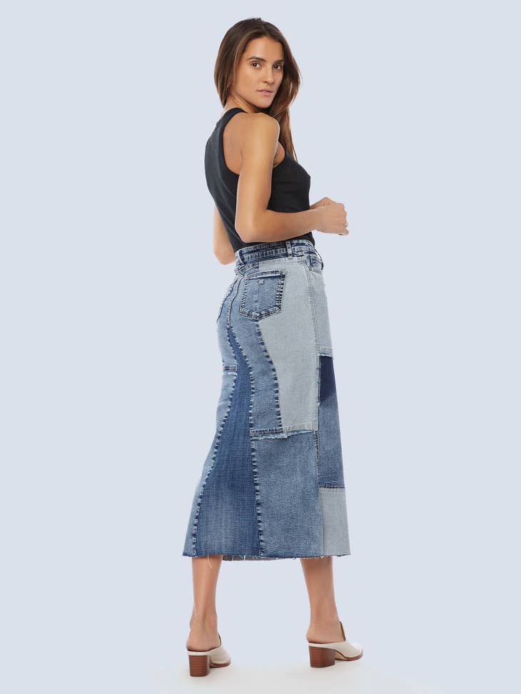 Mix Denim Skirt - Mix Blue