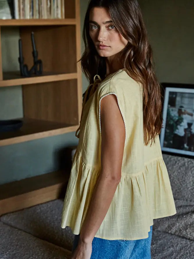 Sleeveless Baby Doll Top - Butter