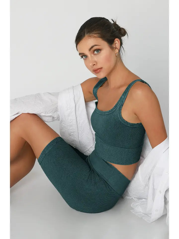 Chevron Crop Top - Vintage Rain Forest
