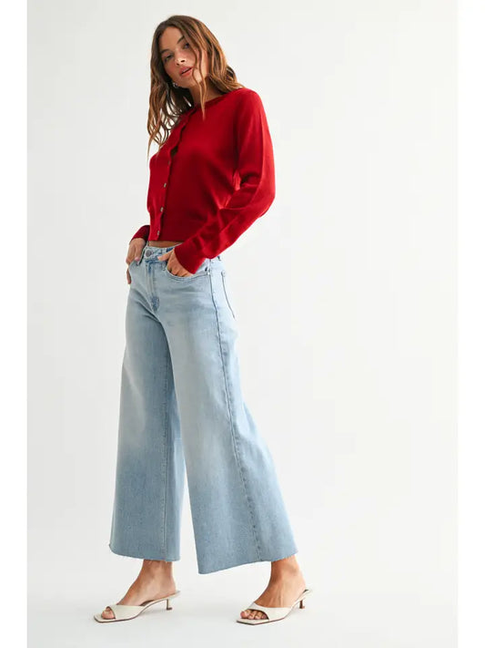 Wide Leg Flare Crop - Light