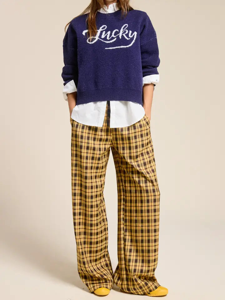 Plaid Boxer Pants - Mustard