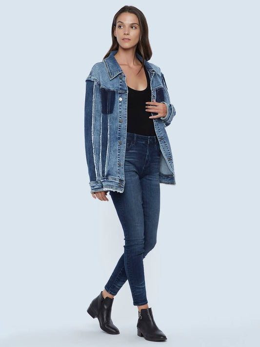 Raw Utility Denim Jacket - Split Blue Light