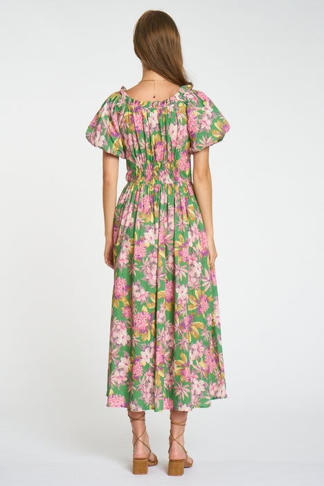 Dori Dress - Green & Pink Multi