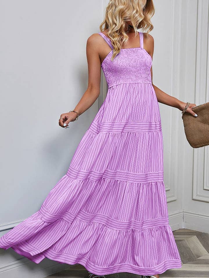 Striped Maxi Dress - Purpe