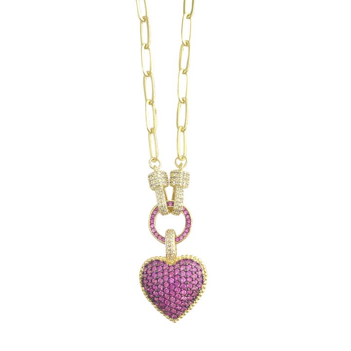 Emmie Heart Pendant Necklace - Pink