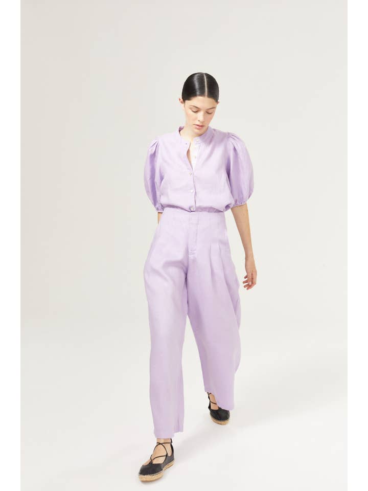 Culotte Linen Pants - Bright Lilac
