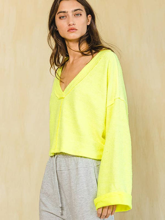 Tie-Back Cropped Top - Yellow