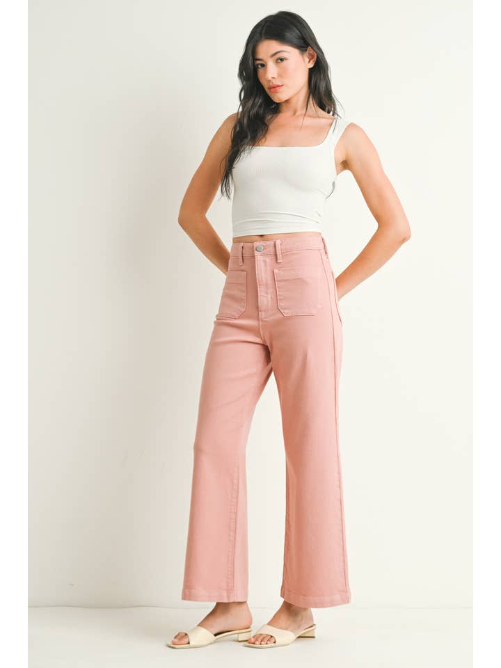 Patch Pocket Wide Leg - Dusty Coral