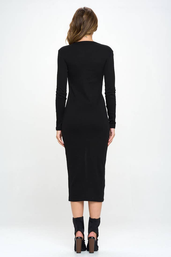 Cardigan Midi Dress - Black