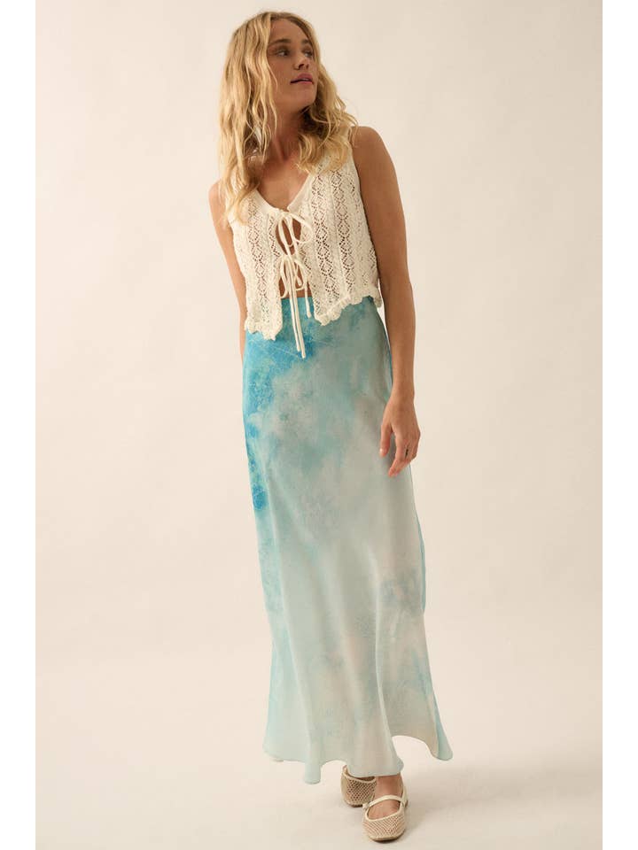 Tie Dye Maxi Skirt - Blue