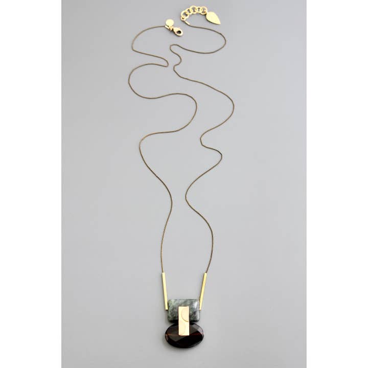 Jasper and Quartz Pendant Necklace