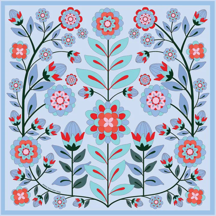 Double Sided Silk Scarf - Pink Garden