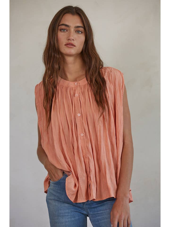 Flair Sleeveless Top - Coral