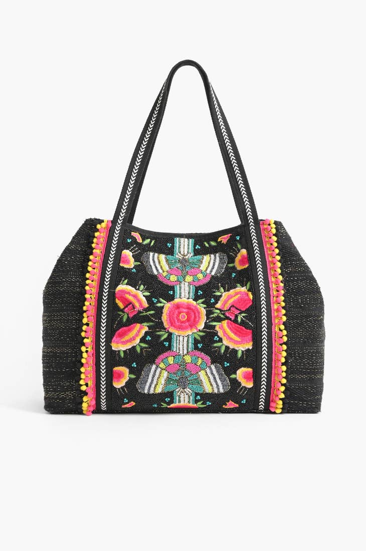 Midnight Butterfly Embellished Tote