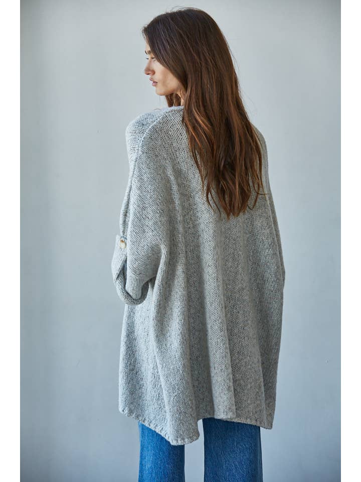 Open Front Cardigan - Light Heather Grey