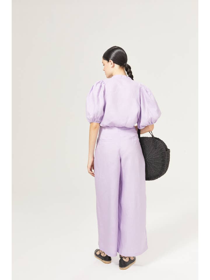 Culotte Linen Pants - Bright Lilac