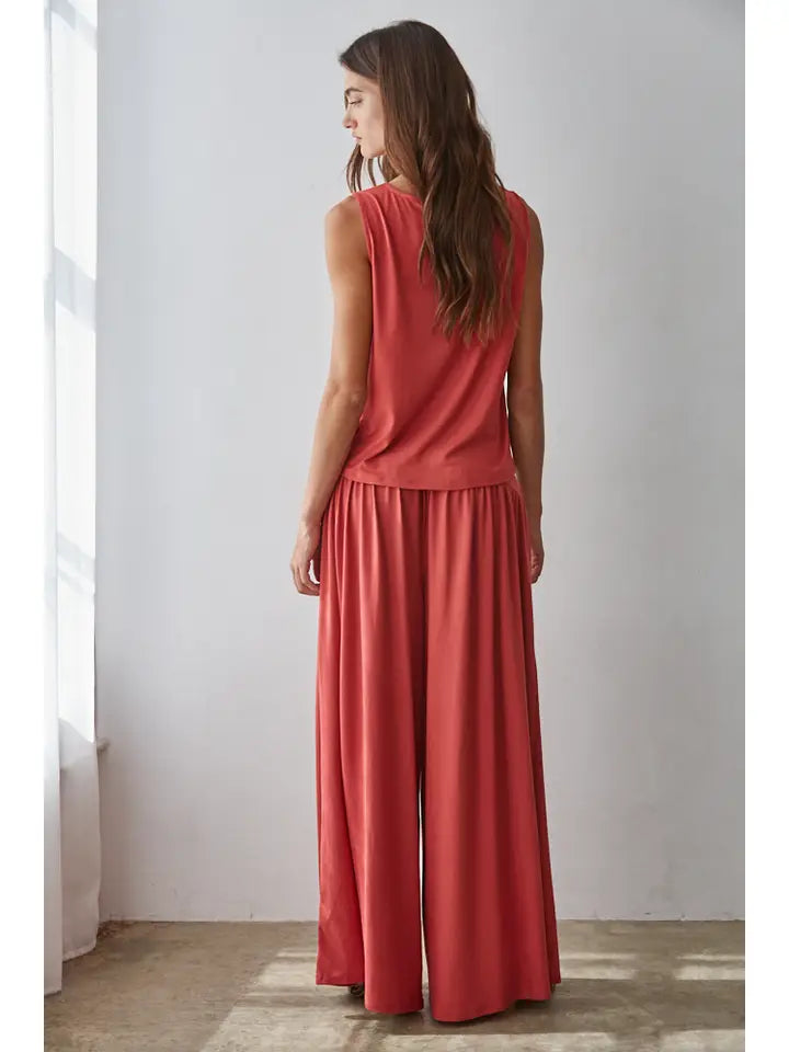 Cowl Neck Tank - Dusty Red