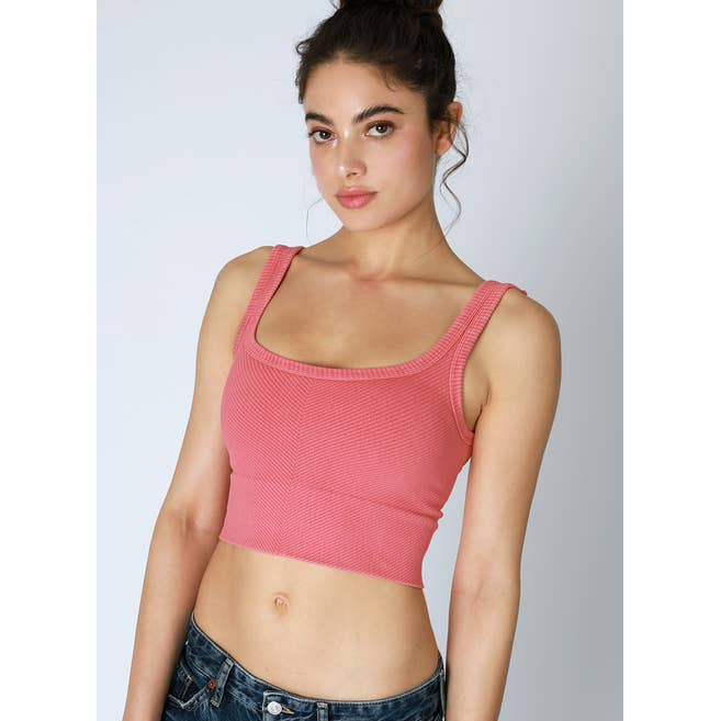 Chevron Crop Top - Vintage Flamingo