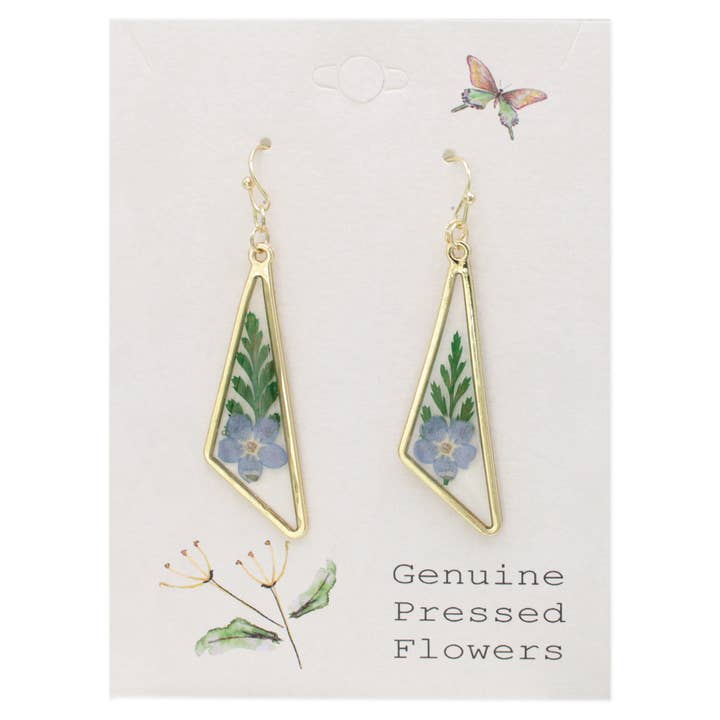 Dried Floral Earrings - Vintage Bouquet Blue
