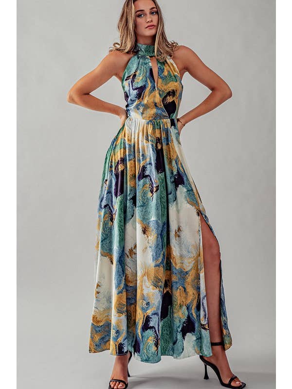Printed Maxi Dress - Green